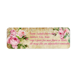 Etiqueta Pergaminho faux pixDezines + rosas vintage