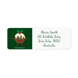 Etiqueta Personagem de desenho animado de pudim de Natal