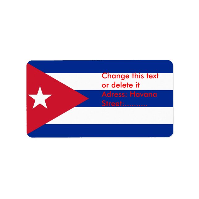 Etiqueta personalizada com bandeira de Cuba (Frente)