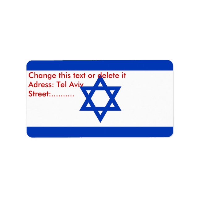 Etiqueta personalizada com bandeira de Israel (Frente)