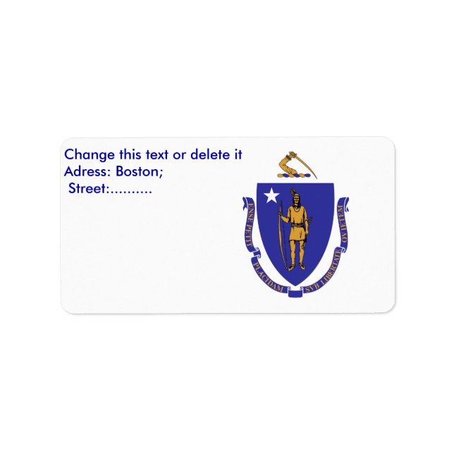 Etiqueta personalizada com bandeira de Massachuset (Frente)