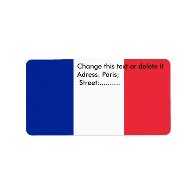 Etiqueta personalizada com sinalizador da França (Frente)