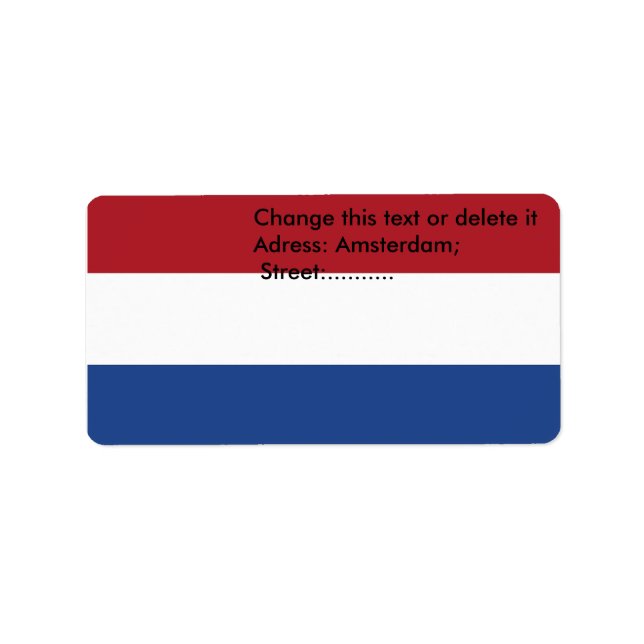 Etiqueta personalizada com sinalizador da Holanda (Frente)
