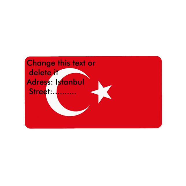 Etiqueta personalizada com sinalizador da Turquia (Frente)