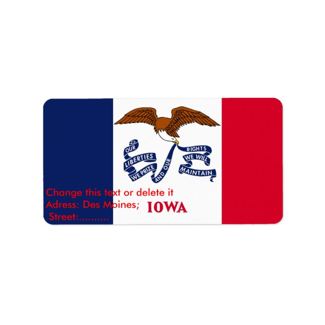 Etiqueta Personalizada com Sinalizador de Iowa (Frente)