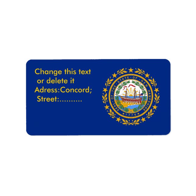 Etiqueta personalizada com sinalizador de New Hamp (Frente)