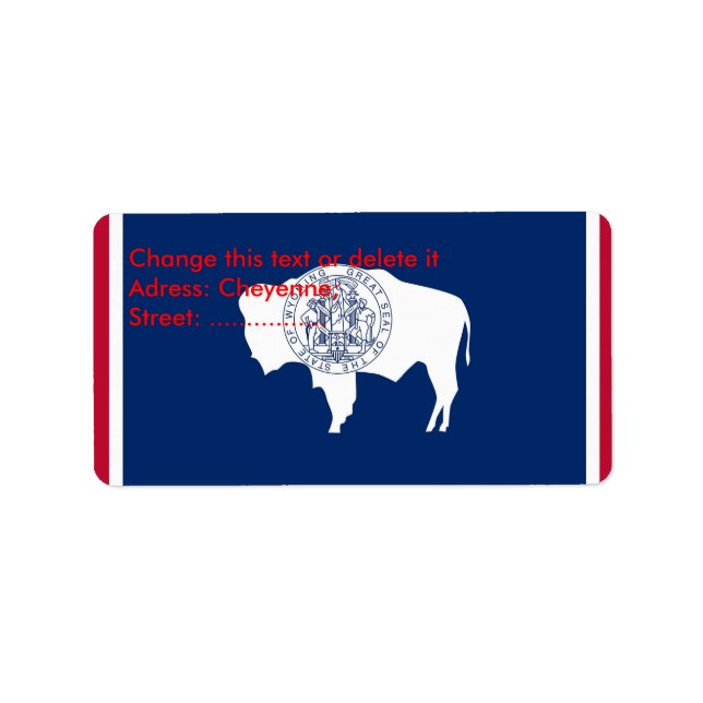 Etiqueta personalizada com sinalizador de Wyoming, (Frente)