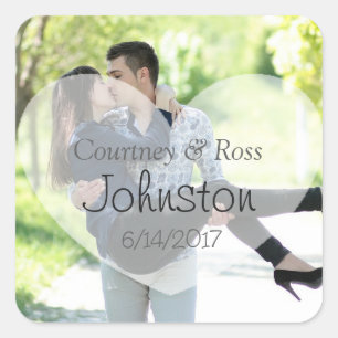 Etiqueta personalizada da foto com imagem do casal
