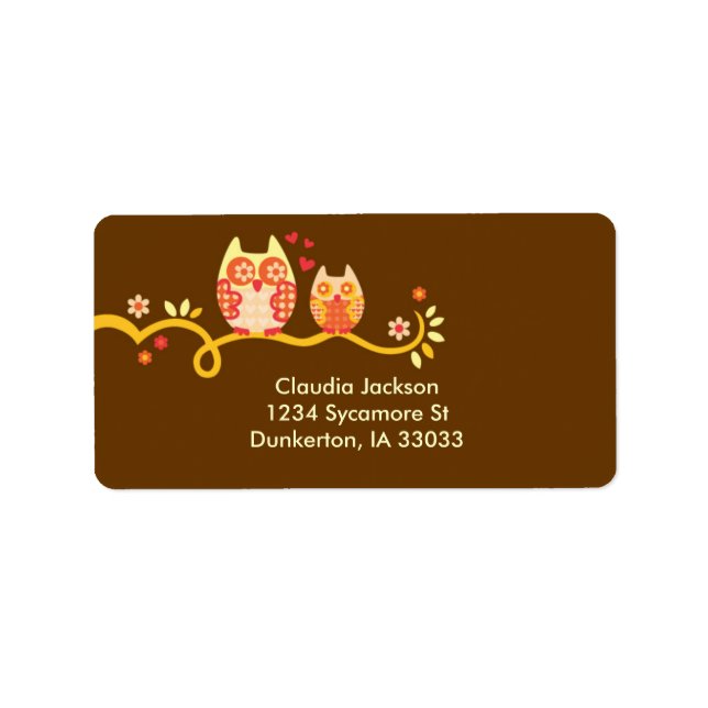 Etiqueta personalizada da mamãe e do Baby Owl (Frente)