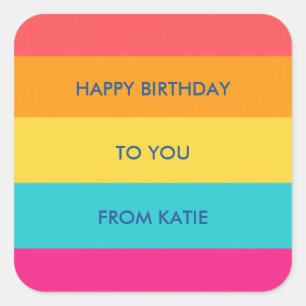 Etiqueta Personalizada de Aniversário com Listras
