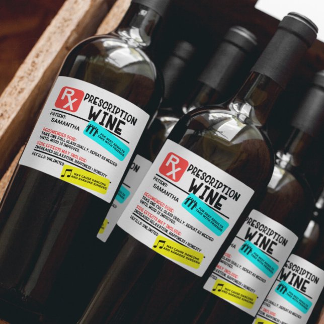 Etiqueta Personalizada de Aviso de Vinho de Prescr (Criador carregado)