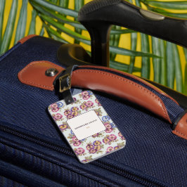Etiqueta Personalizada de Bagagem com Flores | Ave