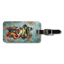 Etiqueta Personalizada de Bagagem de Sapo Steampun