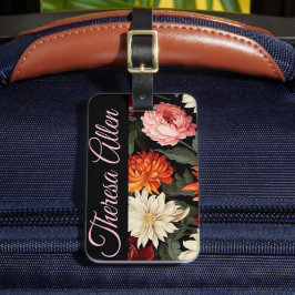 Etiqueta personalizada de bagagem negra e rosa