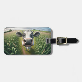 Etiqueta Personalizada de Bagagem Vaca Curiosa da 
