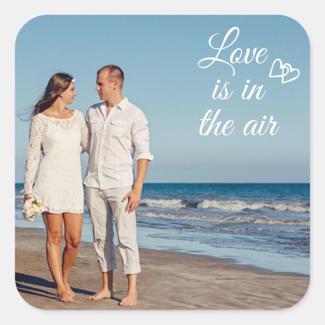 Etiqueta personalizada de casal de foto de modelo  (Frente)