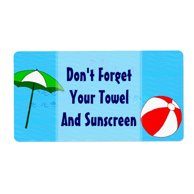 Etiqueta personalizada de guarda-chuva da Piscina  (Frente)