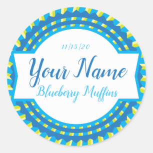 Etiqueta Personalizada de Papel Azul Burst