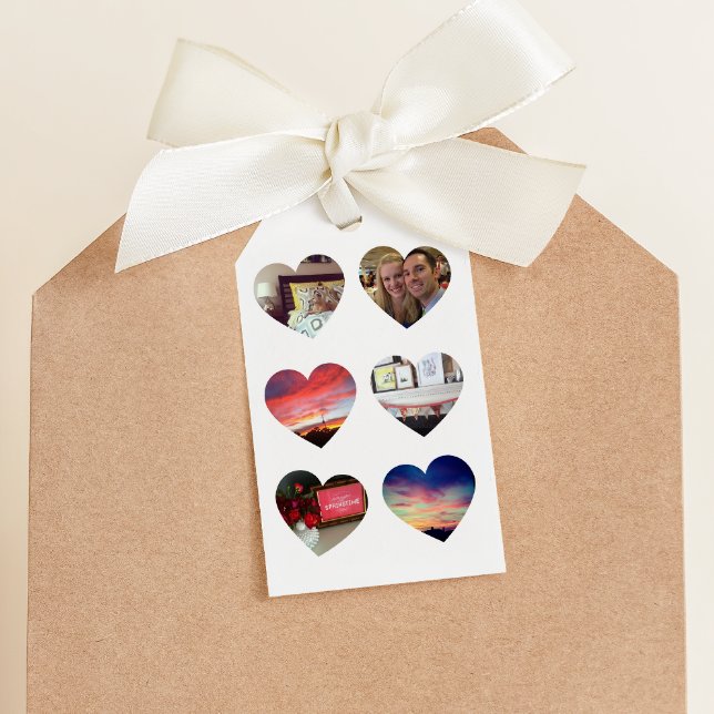 Etiqueta Personalizada de Presente para Seis Coraç (six photo Valentine's Day gift card for the one you love)