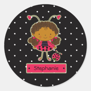 Etiqueta personalizada do joaninha menina pequena