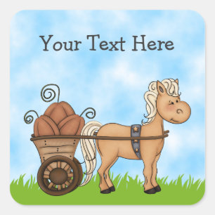 Etiqueta personalizada do outono cavalo bonito