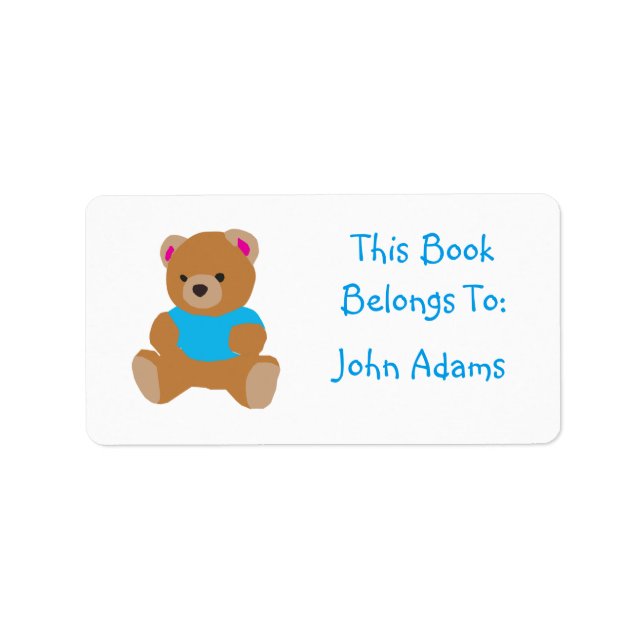 Etiqueta Personalizada Do Urso (O Livro Pertence A (Frente)