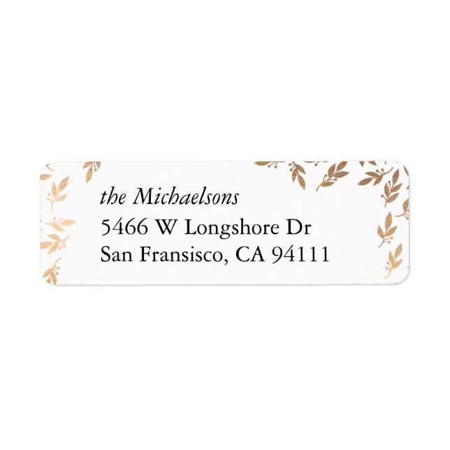 Etiqueta Personalizada Elegante de Garland Gilded (Frente)