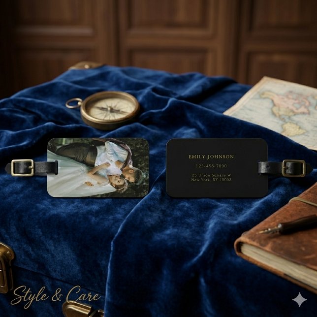 Etiqueta Personalizada para Bagagem de Casamento c (Custom Wedding Luggage Tag with Couple’s Photo)