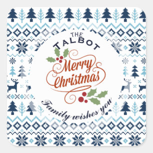 Etiqueta personalizada tradicional azul do NATAL R