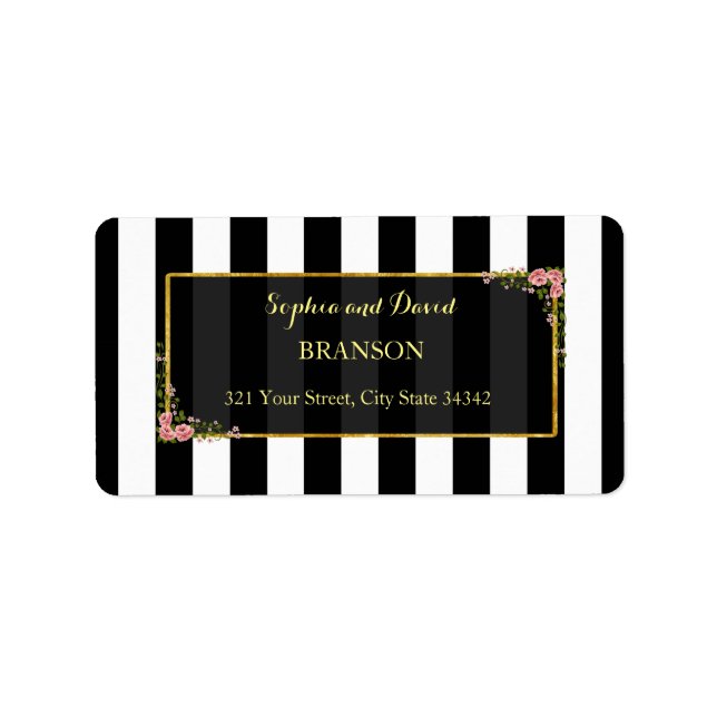 Etiqueta Personalizado De Casamento De Folha De Ouro Floral (Frente)