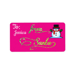 Etiqueta Personalizado do Natal Rosa de Papais noeis