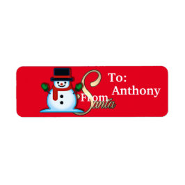 Etiqueta Personalizado Do Papai noel Snowman Red Christmas