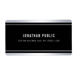 Etiqueta Personalizado Falso Prata Preto Moderno Elegante E