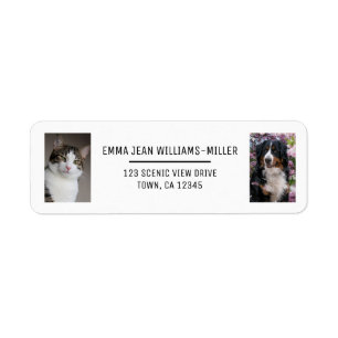 Etiqueta Personalizar 2 Fotografias Cat Dog Modern Return A