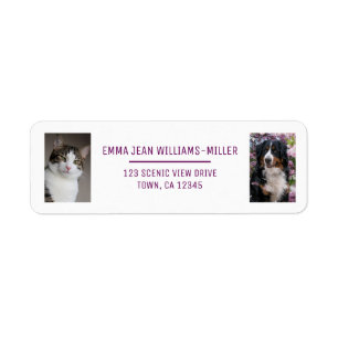 Etiqueta Personalizar 2 Fotografias Cat Dog Modern Return A
