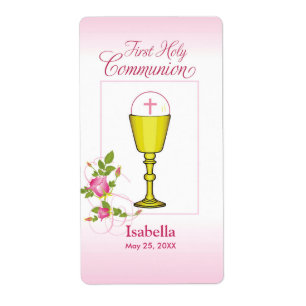Etiqueta Personalizar Menina Nome Rosa Primeira Comunhão Sa