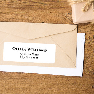 Etiqueta Personalizar texto preto simples em branco elegant