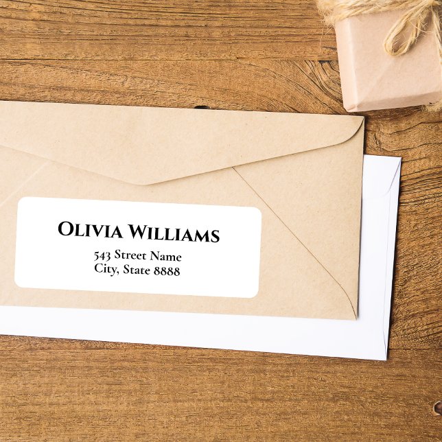 Etiqueta Personalizar texto preto simples em branco elegant (Criador carregado)