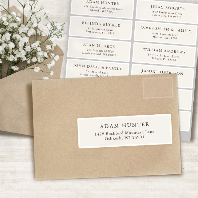 Etiqueta personalizável de etiquetas de endereço d (Customizable wedding guest address labels sticker beige cream color)