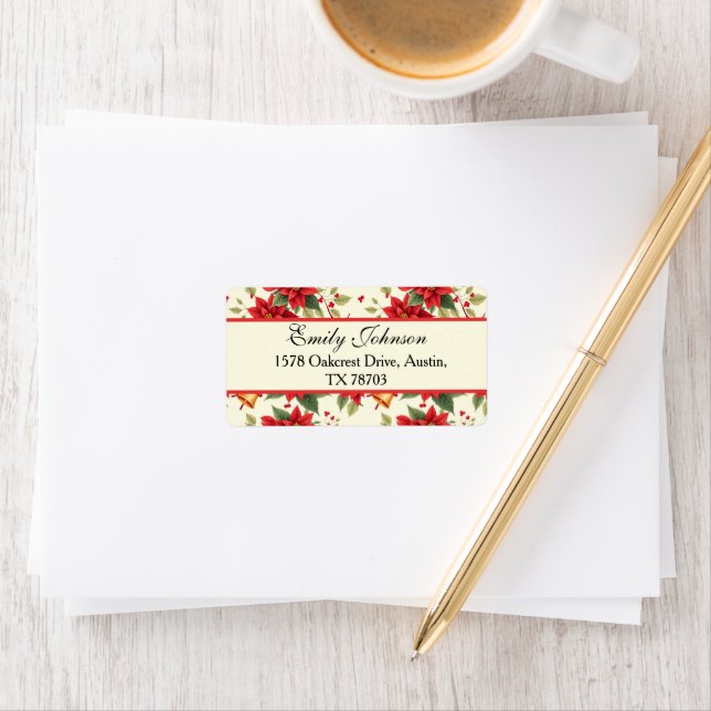 Etiqueta Personalized Retro Christmas Floral Stationery  (Insitu)
