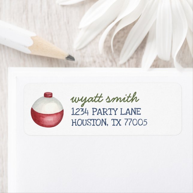 Etiqueta Pesca O-Fish-Ally Birthday Bobber Endereço de devo (Insitu)