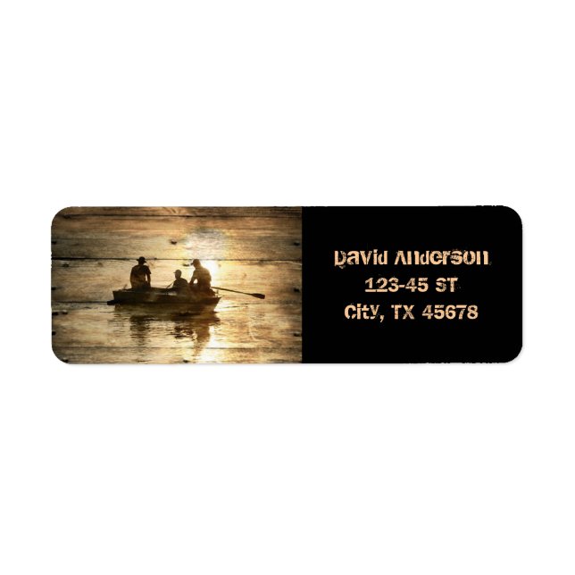 Etiqueta Pesca primitiva de canoas de lago (Frente)