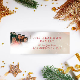 Etiqueta Pesonalized Photo Holiday Holly Return Address