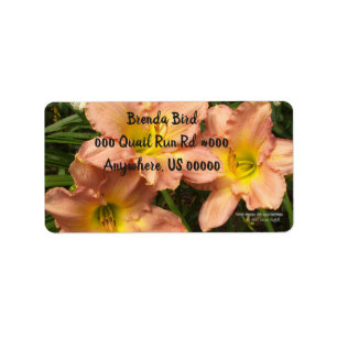 Etiqueta Pêssego cor-de-rosa com flores amarelas