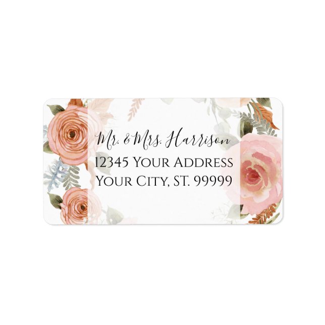 Etiqueta Pêssego Floral Pêssego Pêssego BOHO Rust Greenery (Frente)