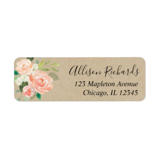 Etiqueta Pêssego Floral Russo creme verde-aquarelas