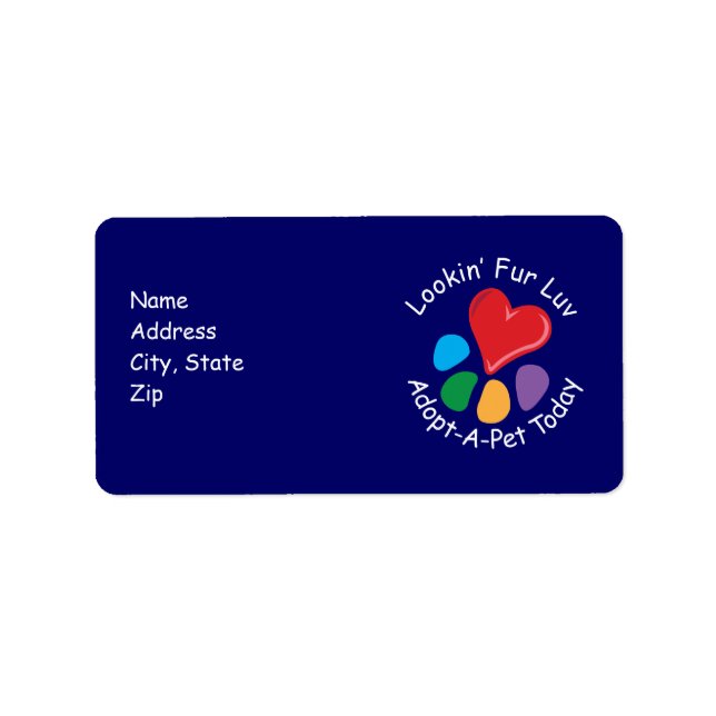 Etiqueta Pet Adotion_Heart-Paw_Lookin fur Luv (Frente)