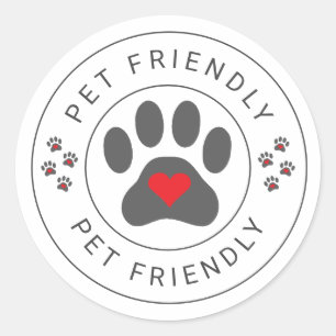Etiqueta Pet Friendly com pata coração