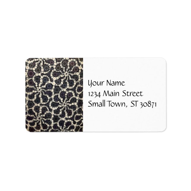 Etiqueta Pétalas de Flor Mosaico Castanho Preto (Frente)