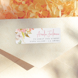 Etiqueta Pétalas Florais Elegantes em Aquarela Endereço de 